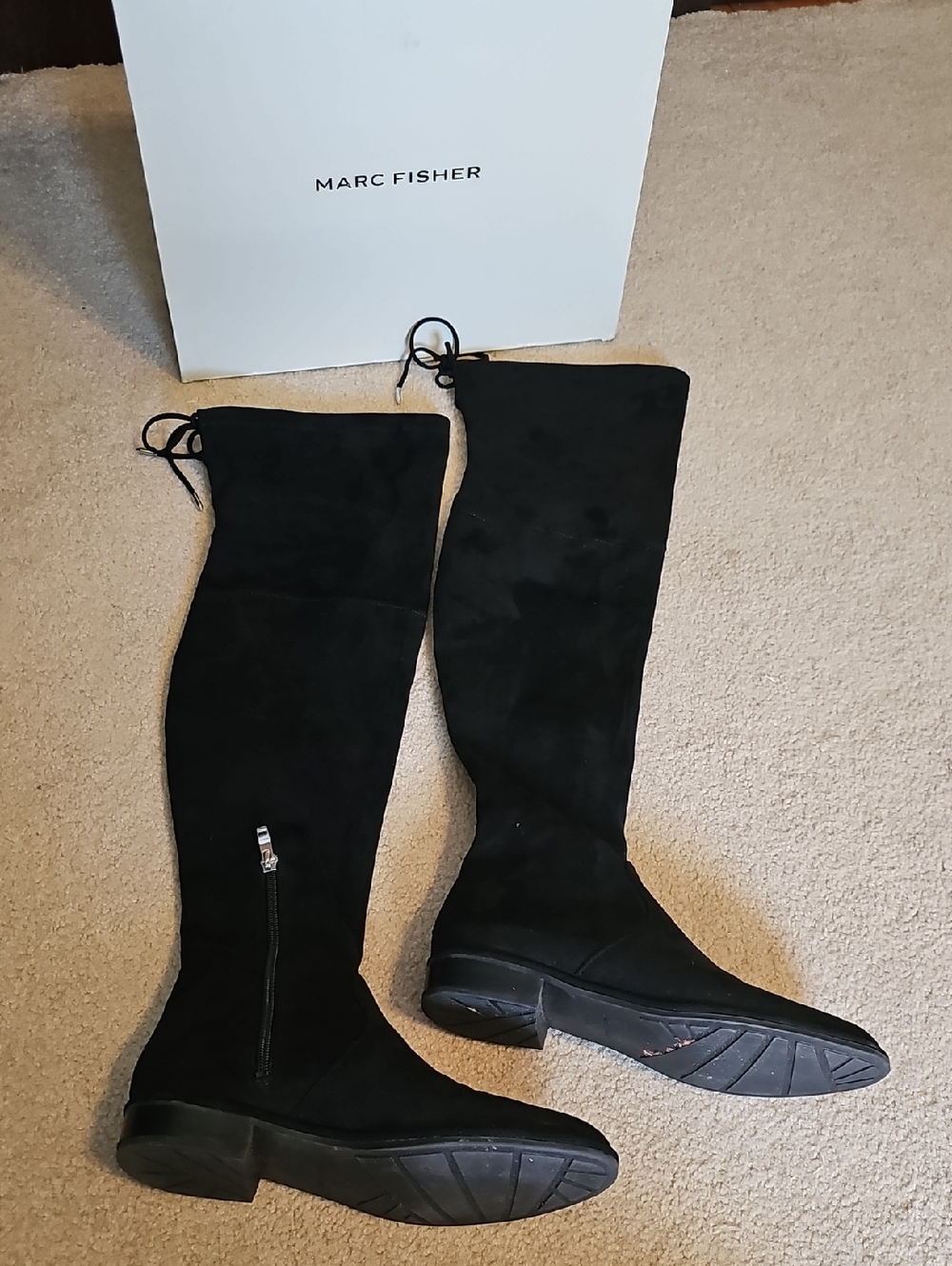 Marc Fisher Black Suede Over-the-Knee Riding Boots